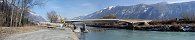 Dmolition de l'ancien pont du Rhne  Fully (Canton du Valais, Suisse)