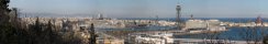 Barcelona harbor and its aerial tramway (Spain)