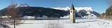 Lake Resia Church Tower in Curon Venosta (Bolzano, Italy)