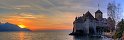 Sunset on Chillon Castle (Shore of Lake Geneva, Switzerland)