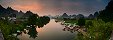 Coucher de soleil depuis le pont du Dragon (Yangshuo, Chine)