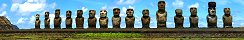 Les statues Ahu Tongariki (Ile de Pques, Chili)