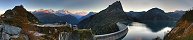 Coucher de soleil au barrage d'Emosson (Canton du Valais, Suisse)