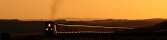 Train au coucher de soleil prs de Shawnee (Wyoming, Etats-Unis)