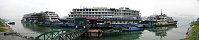 Ships at anchor at Three Gorges (Yangtze River, China)