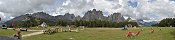 Les tours de Vajolet et le Mont Larsech depuis Ciampedie (Dolomites, Belluno, Italie)